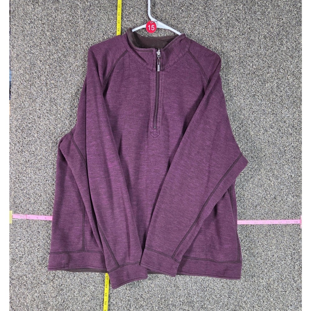 Tommy Bahama Pullover Mens XL Purple Heathered Quarter Zip Mock Neck Raglan
